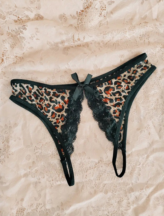 Leopard Print Crotchless Panties