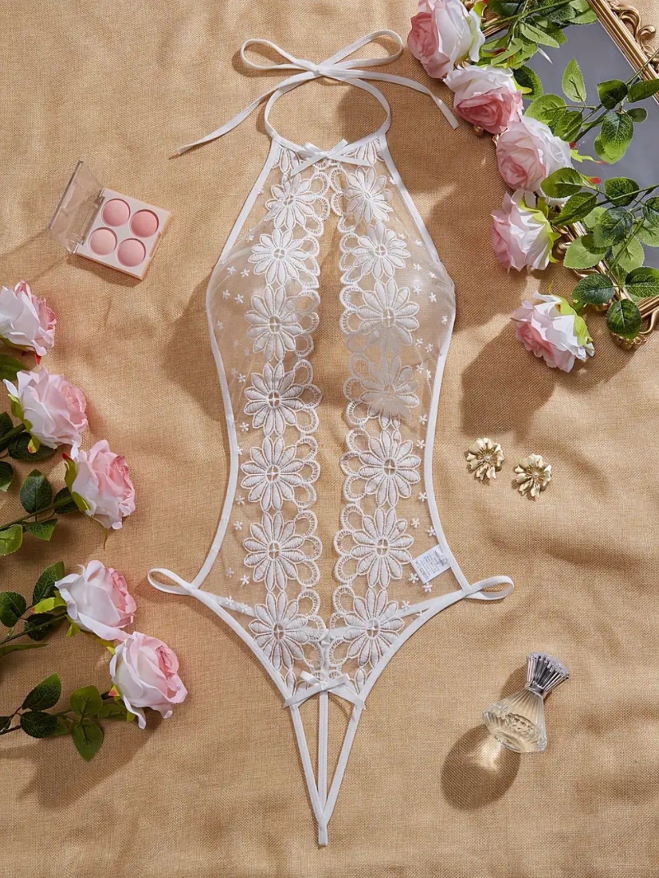 White Floral Teddy