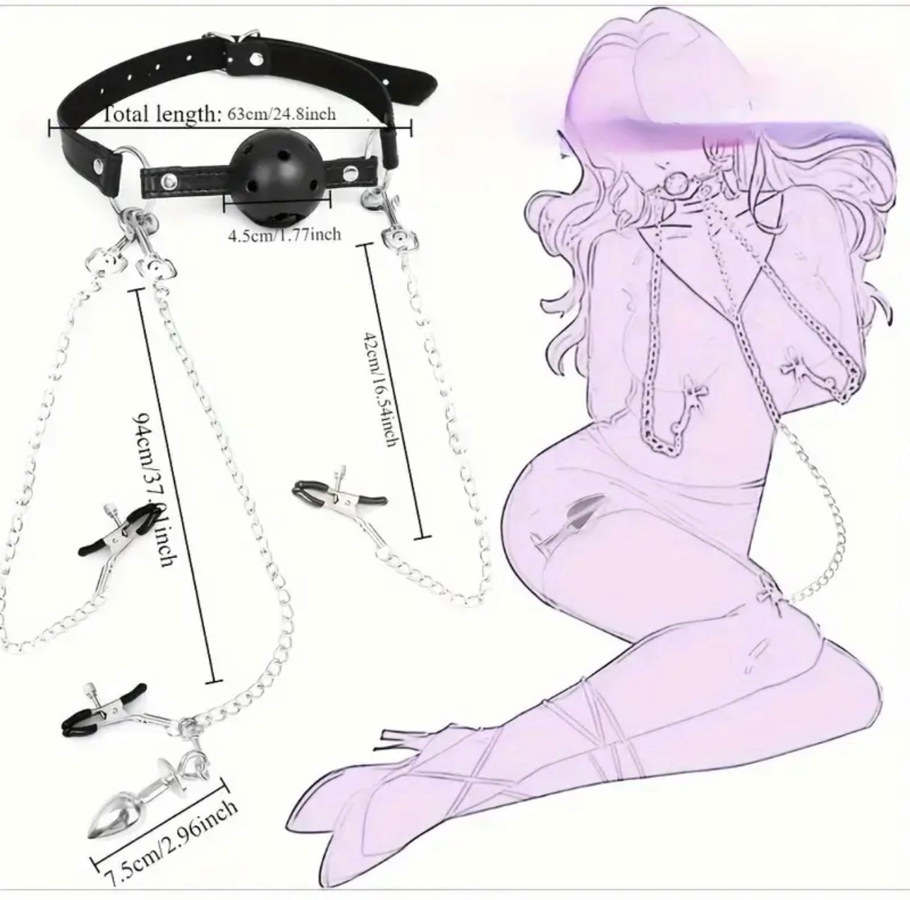 Triple Clamp n Plug Combo w/Ball Gag