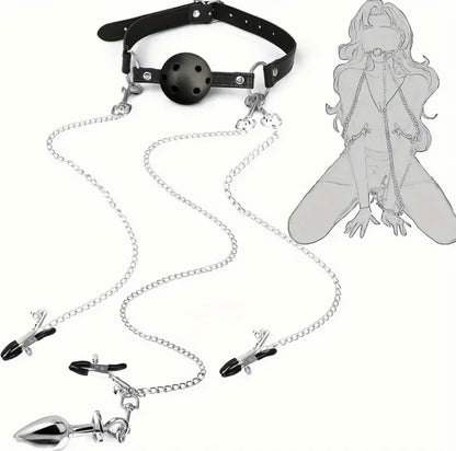 Triple Clamp n Plug Combo w/Ball Gag